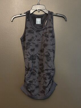 Athleta Charcoal Gray Floral Racerback Tank Top